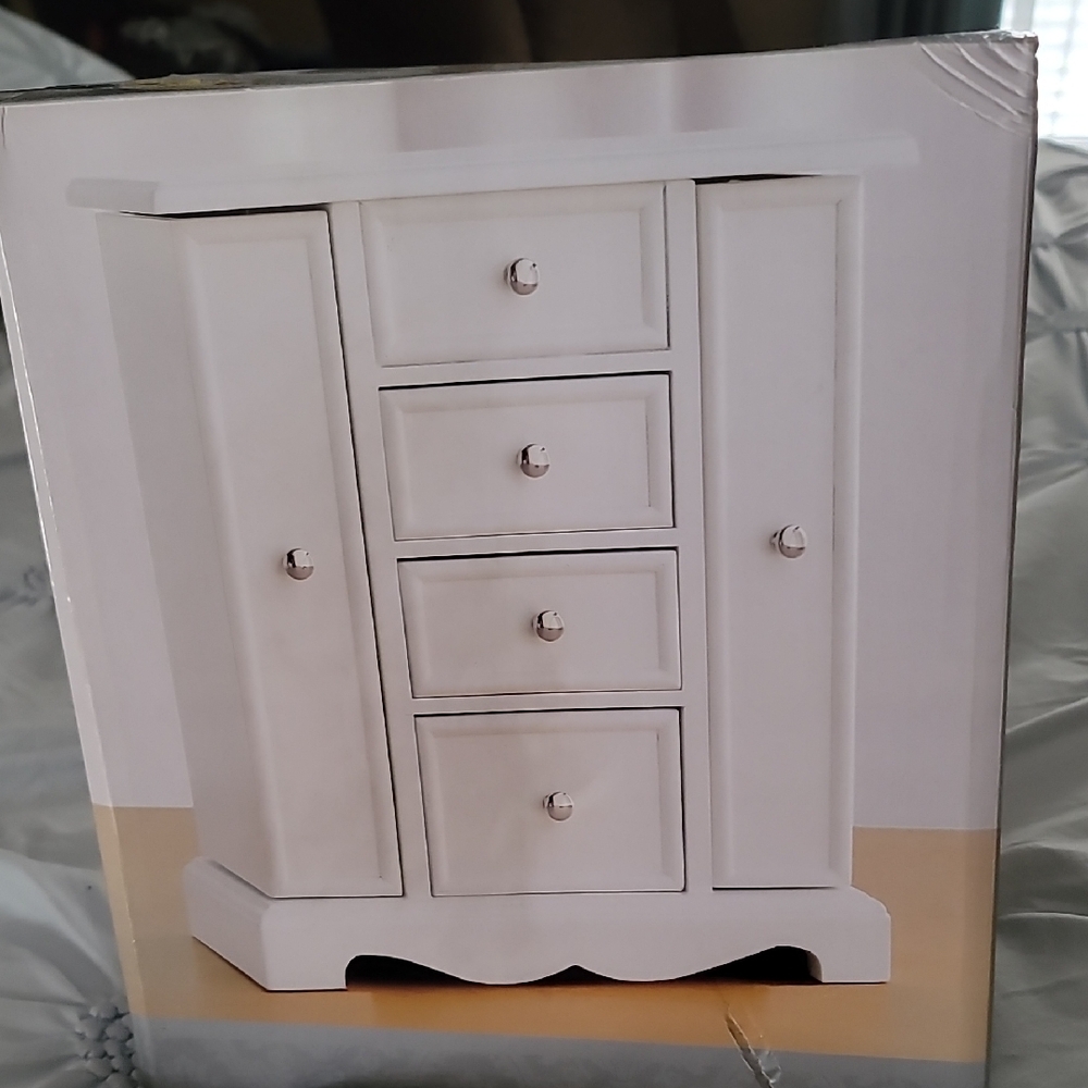 Kohl's White Jewelry Armoire with Silver Accents